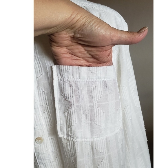 Anthropologie Top The Theresa Lace S PILCRO White Button Down Chic Hi-Low Shirt - Picture 9 of 16